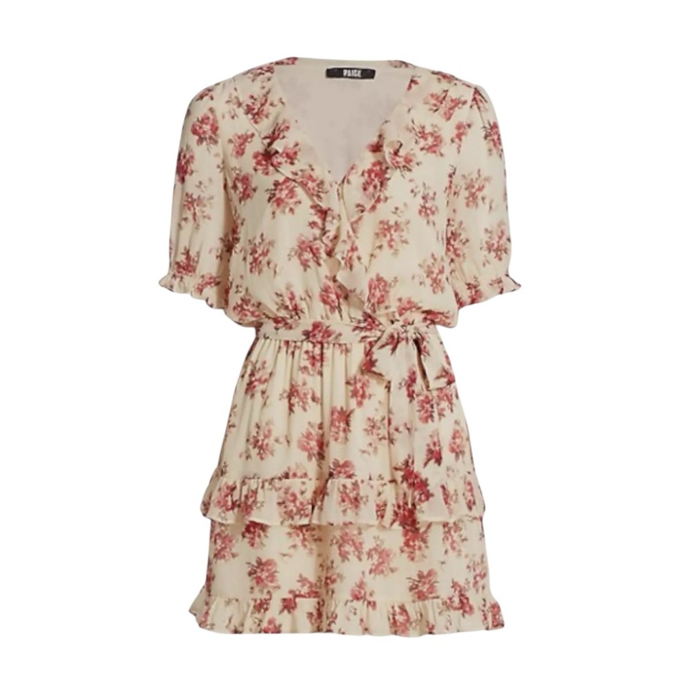 Paige Woman’s Ivory Silk Floral Evonna Faux Wrap Dress size M